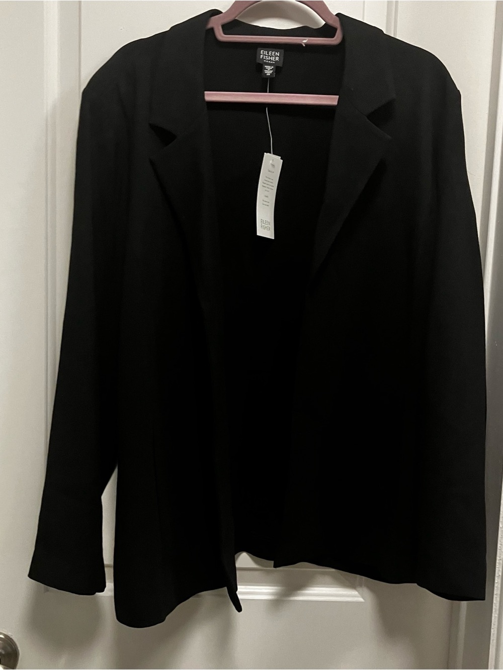Eileen Fisher Woman NWT Black Convertible Collar Jacket Italian Wool Viscose 1X